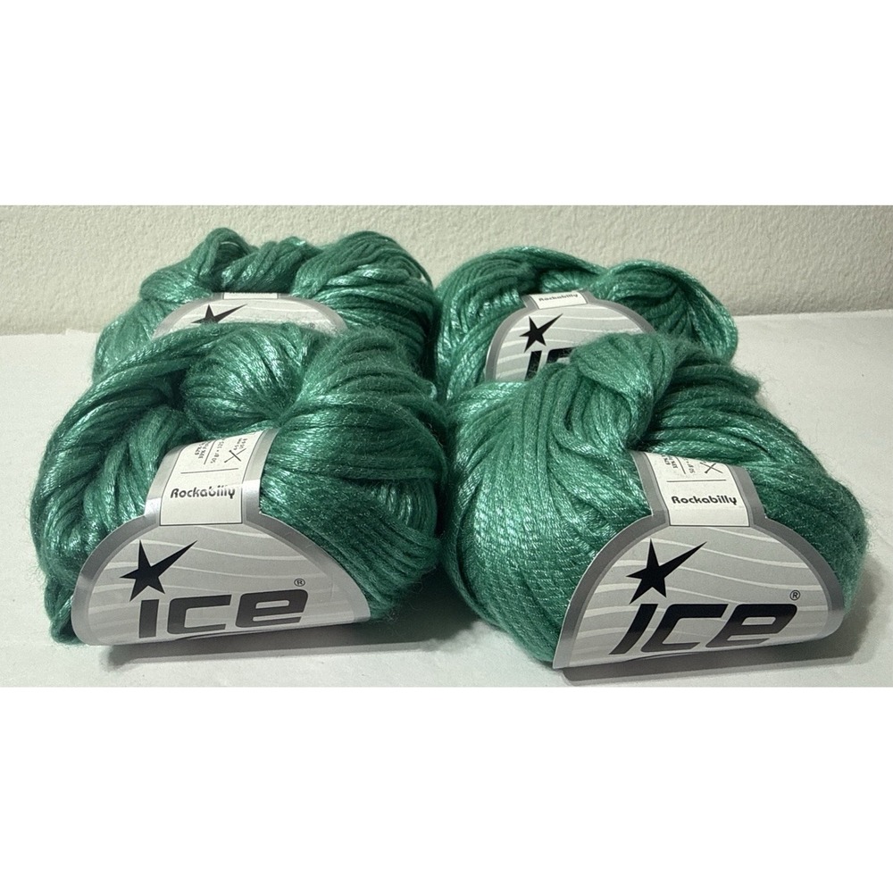 ICE Yarn Heathered Emerald Green 4 pc  Rockabilly 66201 Soft Worsted 50gr 136yds